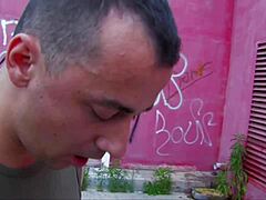 nice blowjob in the supermarket parking lot unfolds as young couple enjoys outdoor hardcore sex with cumshot