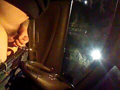oh man, alone in the car jerking off that big cock solo style, public outdoor vibes 🚗🍆
