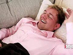 Rich idiot alone at home dials up a stunning petite blonde milf for young fuck session