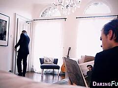 Hey, check out these classy beauties swapping jizz in a hot threesome