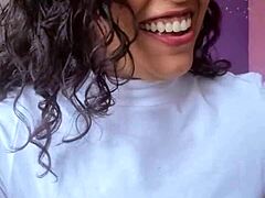 This hot Brazilian brunette with natural tits in lingerie wants you to cum hard for her?