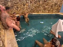Group Of Latinas Give Blowjobs And Cum In Mouth At Motel Pool Orgy