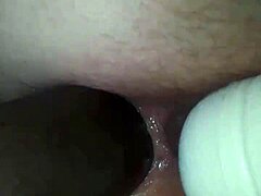 Amateur wife takes massive black cock in wet anal fucking while using toy on her pussy