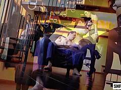 asa akira rides eric john in stockings and heels with wet pussy action - axel bauns nylons scene 1