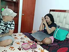 Oh man, my perverted stepbrother is fucking his cute latina stepsister's pussy right now