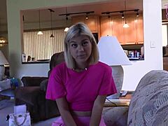 Blonde Lilith Grace finally rides boss Seth Brogans mature cock passionately