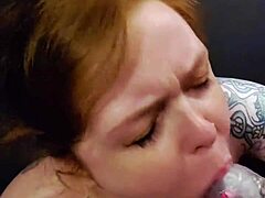 Sophia Celeste delivers extra sloppy blowjob with spit and toys