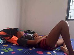 Hot Latina flashing saggy natural tits in Colombia