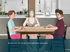 i sneaked under the table at dinner to suck my best friend's mom's huge tits and wet pussy until she squirted and swallowed my cum