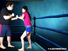 in a casual tale, alexandria wu and clifford bryant star in an intense interracial fight night with european and chinese wrestling moves