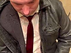 Kinky Sirius in Menatplay suit at office with leather action and men in leather!