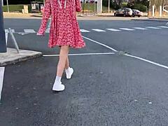 I Feel So Aroused Watching Hot Woman Flash Panties And Grope Wet Pussy On Public Bus In Dress