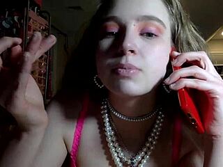 crazy blonde roleplay in wild outfit