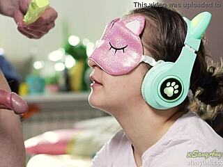 blindfolded teen’s teasing ice cream cheat