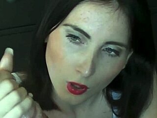 Brunette handjob dominates Lou Nesbit now
