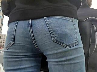 Cheeky Jeans Outfits Tease in Public Streets