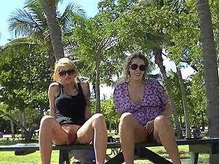 Upskirt wife flashing shaved pussy in public