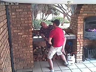 spy cam catches couple fucking on nature porch