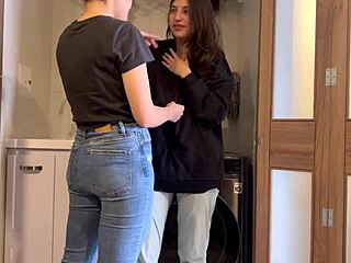 my stepbrother’s away so i play doctor with his wife to cure her on the washer