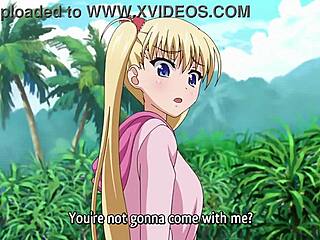 Skinny anime teen's outdoor thrill