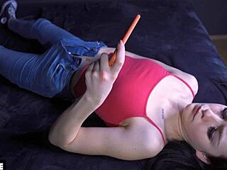 Lesbian Solo Play, Petite Brunette's Forbidden Charm