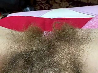 Hairy pussy cumming hard in wet close-up