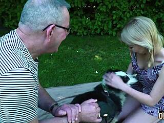 Blonde Teen Soaks Old Man
