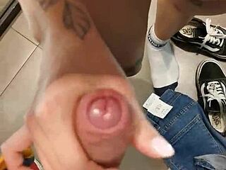 Stranger's rough mouth fuck in store dressing room