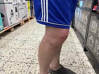 Old Man Flashes Hard Cock In Supermarket