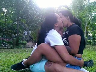 Colombian Lesbians Kissing Outdoors In Homemade Clip