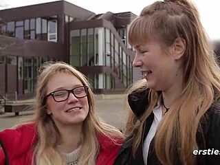 Blonde Bookworm's Cheeky Public Fingering Dare