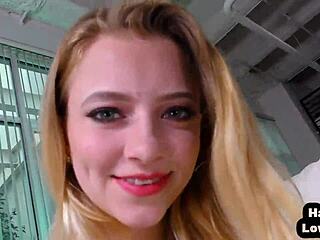 Small Boobs Teen Jerks POV Oiled Cock While Talking Dirty