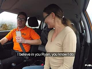 Driving milf pounded hard in car