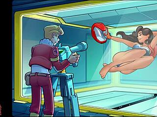 Space rescue lesbians tease in code pink game