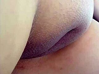 Cam girl’s cameltoe caught in tight close-up view