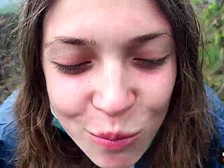 risky volcano blowjob with a daring twist