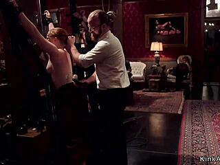Submissive Slaves Bound at BDSM Orgy Party