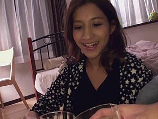 Japanese Girl Ami Gets Naughty After Drinks In Bed