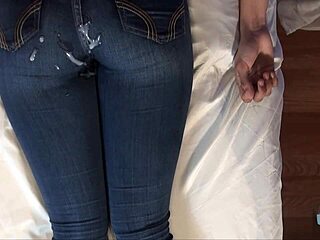 Masked beauty’s daring denim ass tease in POV