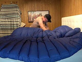 Humping Feathered Comforter Until Cum Covers It