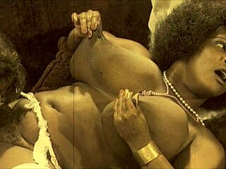 Vintage interracial threesome in retro Asian setting