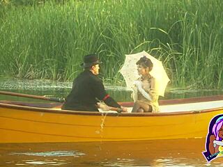 cytherea rides cock hard in a wild canoe