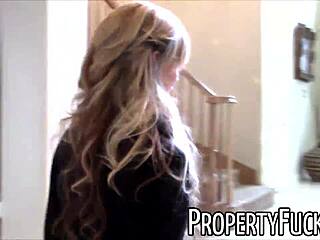 pervert fucks blonde real estate agent on camera