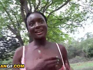 real ebony gf sucks in public porch
