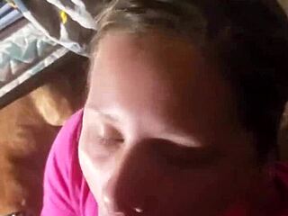 What's hidden in this blonde's amateur blowjob?