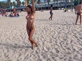 wild monika fox bares all on barcelona beach