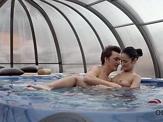 Old4K Old Man Ready to Penetrate Girl's Trimmed Pussy by Poolside
