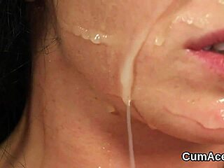 I watched a beauty take cum on her face after sucking