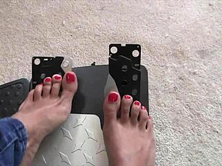 Bare feet teasing with pedal pumping action