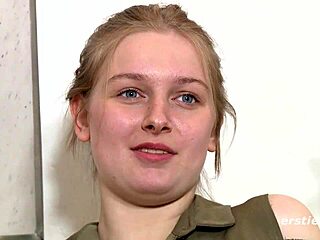 German Blonde Teen Masturbates Hard With Thick Dildo In Solo